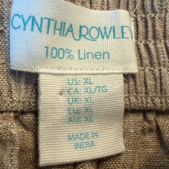 Cynthia Rowley Tan Linen Pants size XL - Picture 7 of 9